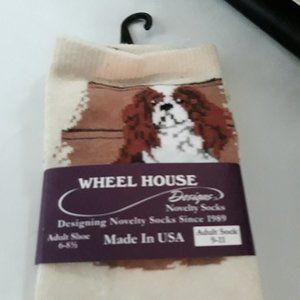 NWT Cavalier King Charles Spaniel Novelty Socks Adult Size 9 - 11